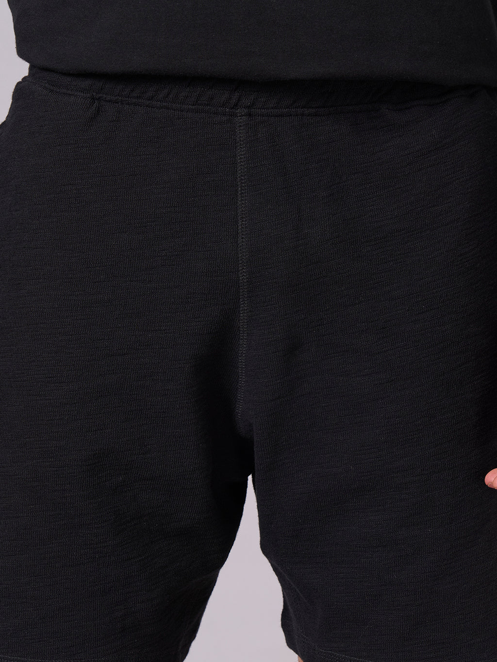 Men's Black 100% Organic Cotton Regular Fit Knit Shorts