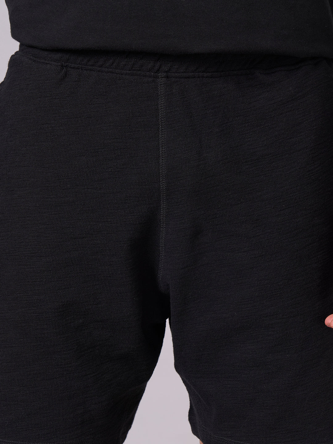 Men's Black 100% Organic Cotton Regular Fit Knit Shorts