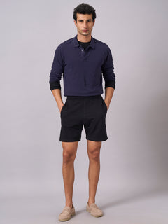 Men's 100% Organic Cotton Regular Fit Knit Shorts Black