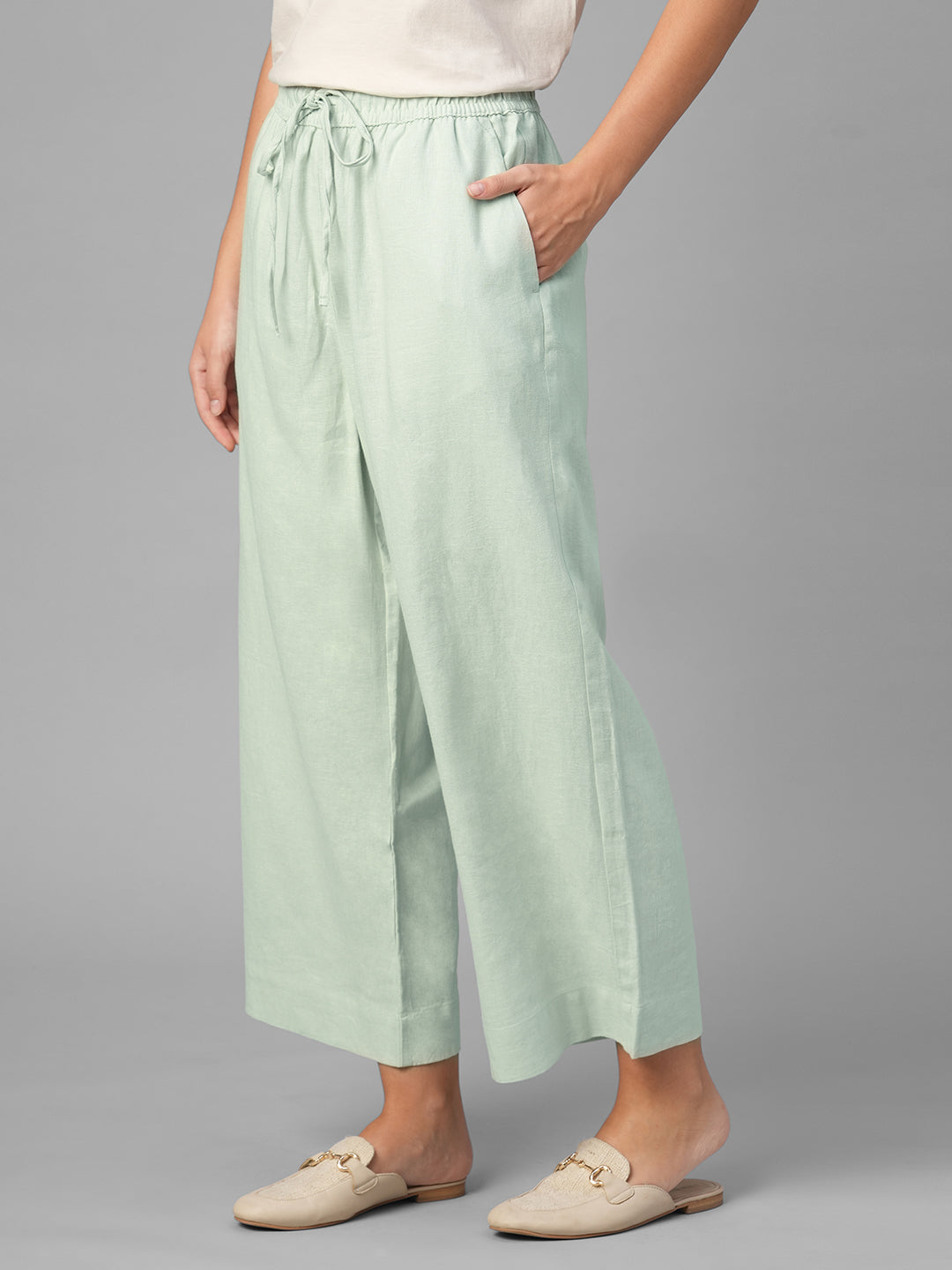 Women's Sage Linen Viscose Regular Fit Pant