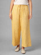 Women's Yellow Linen Viscose Regular Fit Pant