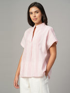 Women's White Linen Cotton Boxy Fit Blouse