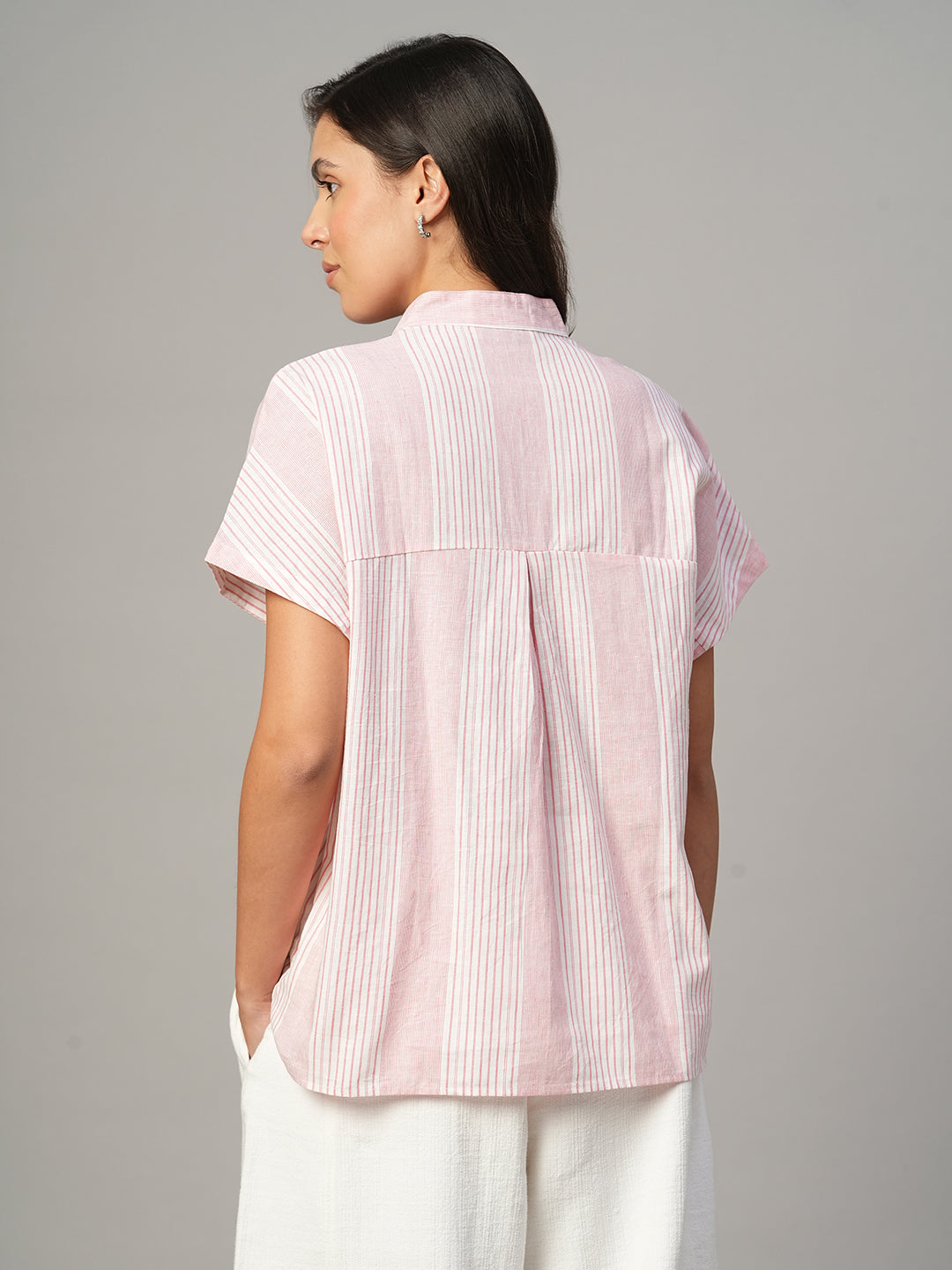 Women's White Linen Cotton Boxy Fit Blouse