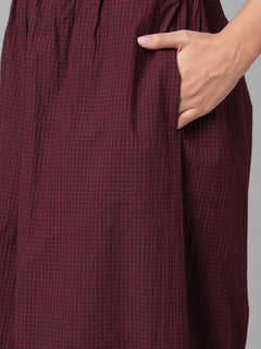 Women's Maroon Cotton Lycra Regular Fit Culotte