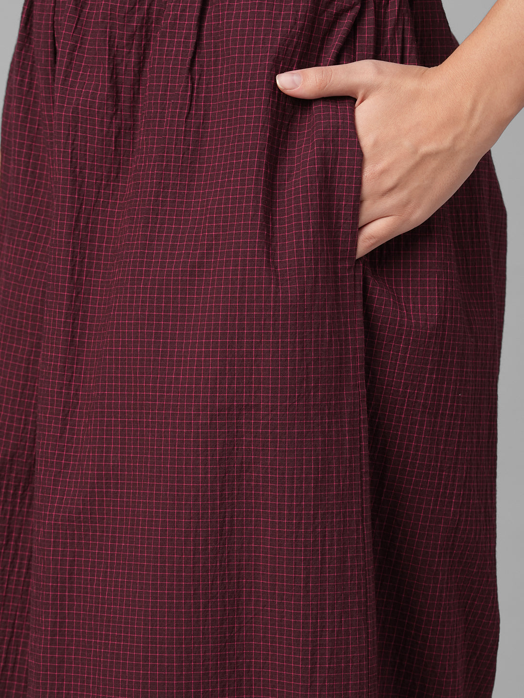Women's Maroon Cotton Lycra Regular Fit Culotte