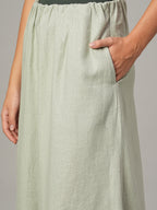 Women's Khaki Linen Viscose Regular Fit Culotte