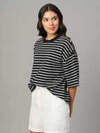 Women's Black 100% Organic Cotton Regular Fit Tshirt