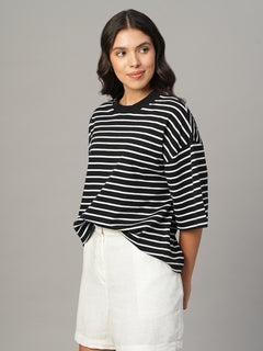 Women's Black 100% Organic Cotton Regular Fit Tshirt