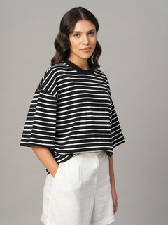 Women's Black 100% Organic Cotton Regular Fit Tshirt