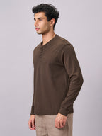 Men's Brown Cotton Elastane Regular Fit Tshirt