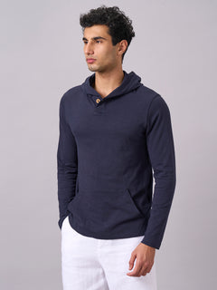 Men’s Organic Cotton Regular Fit Hooded T-Shirt Navy