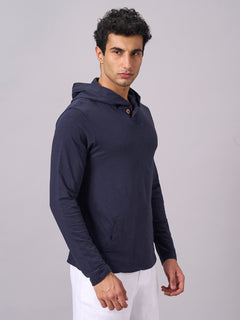 Men’s Organic Cotton Regular Fit Hooded T-Shirt Navy