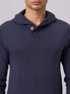 Men’s Organic Cotton Regular Fit Hooded T-Shirt Navy