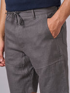 Men's Slate 100% Linen Regular Fit Shorts