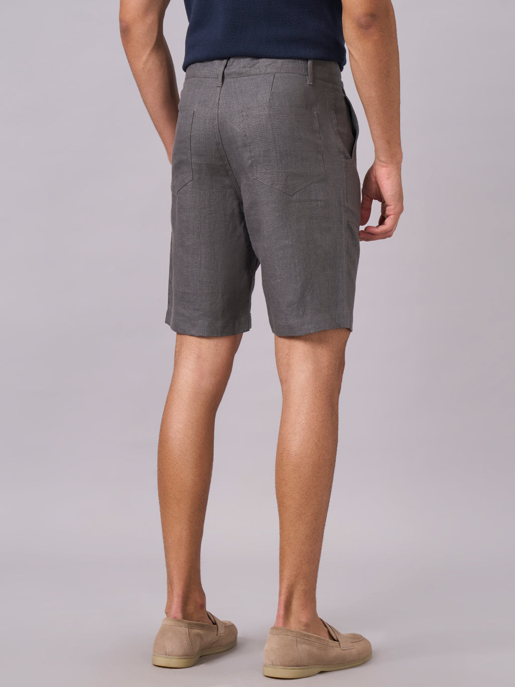 Men's Slate 100% Linen Regular Fit Shorts