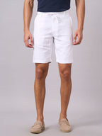 Men's White 100% Linen Regular Fit Shorts