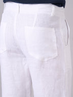 Men's White 100% Linen Regular Fit Shorts