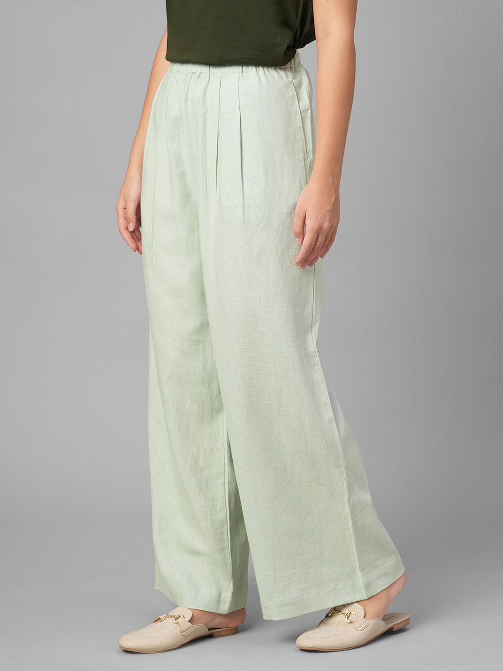 Women's Sage Linen Viscose Regular Fit Pant