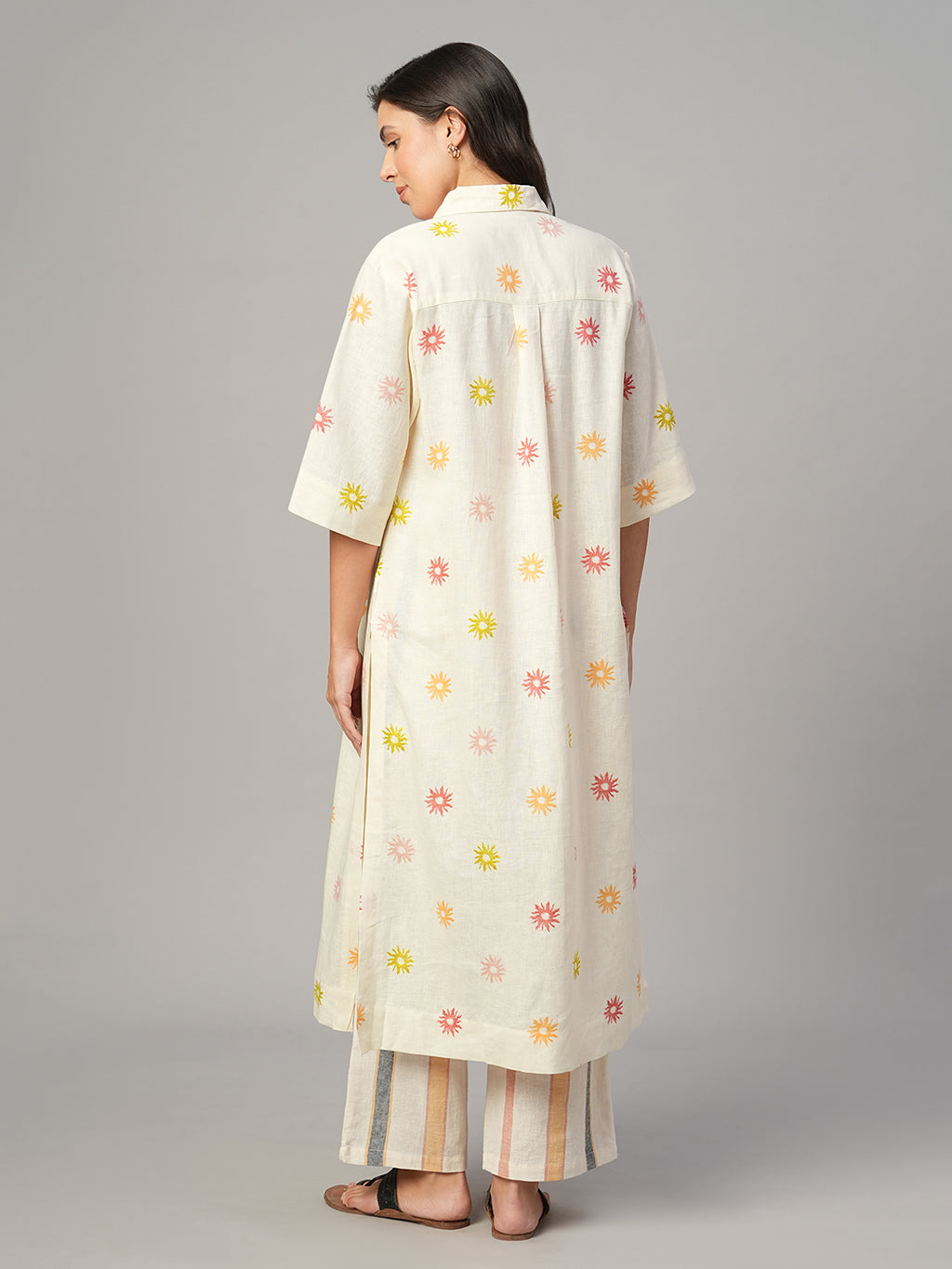 Women's Natural Linen Viscose Regular Fit Kurta