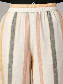 Women's Natural Linen Cotton Regular Fit Pant