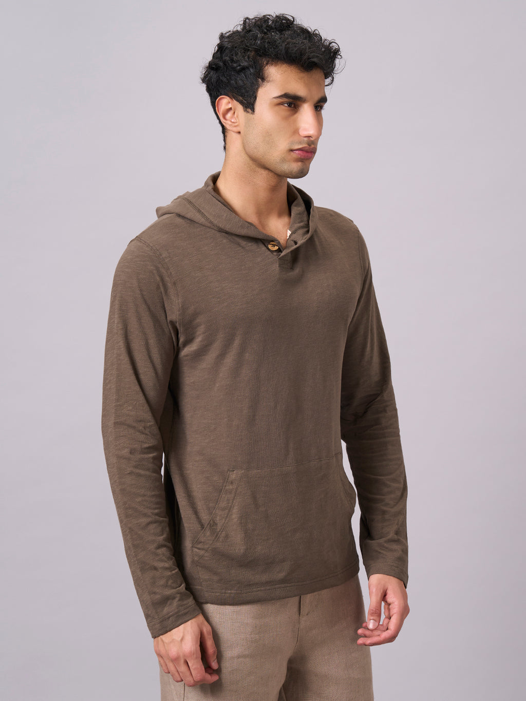 Men's Brown 100% Organic Cotton Regular Fit Tshirt
