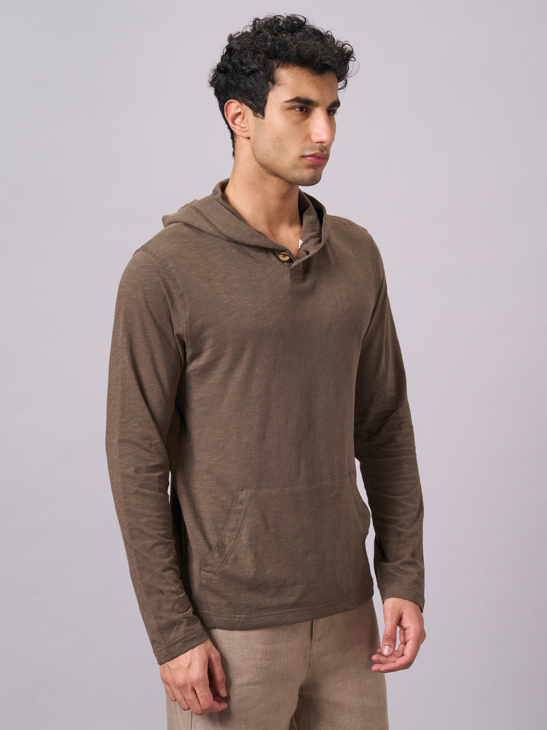 Men's Brown 100% Organic Cotton Regular Fit Tshirt