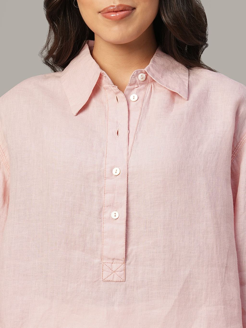 Women's Rose 100% Linen Boxy Fit Blouse