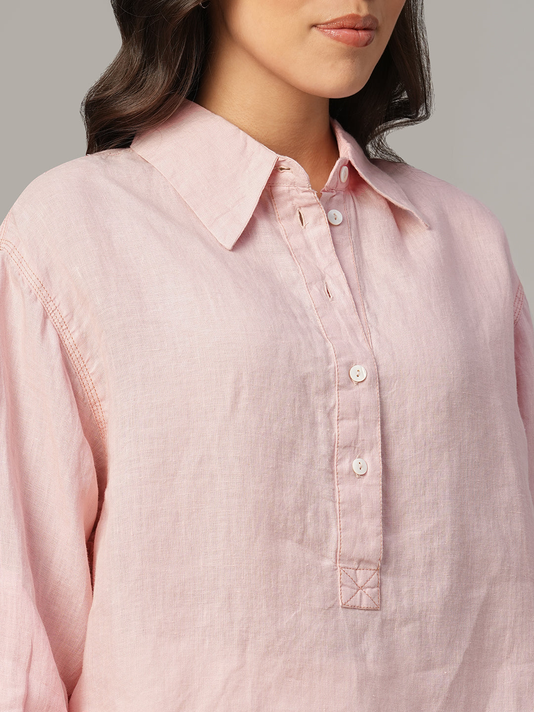 Women's Rose 100% Linen Boxy Fit Blouse