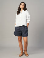 Women's White 100% Linen Boxy Fit Blouse