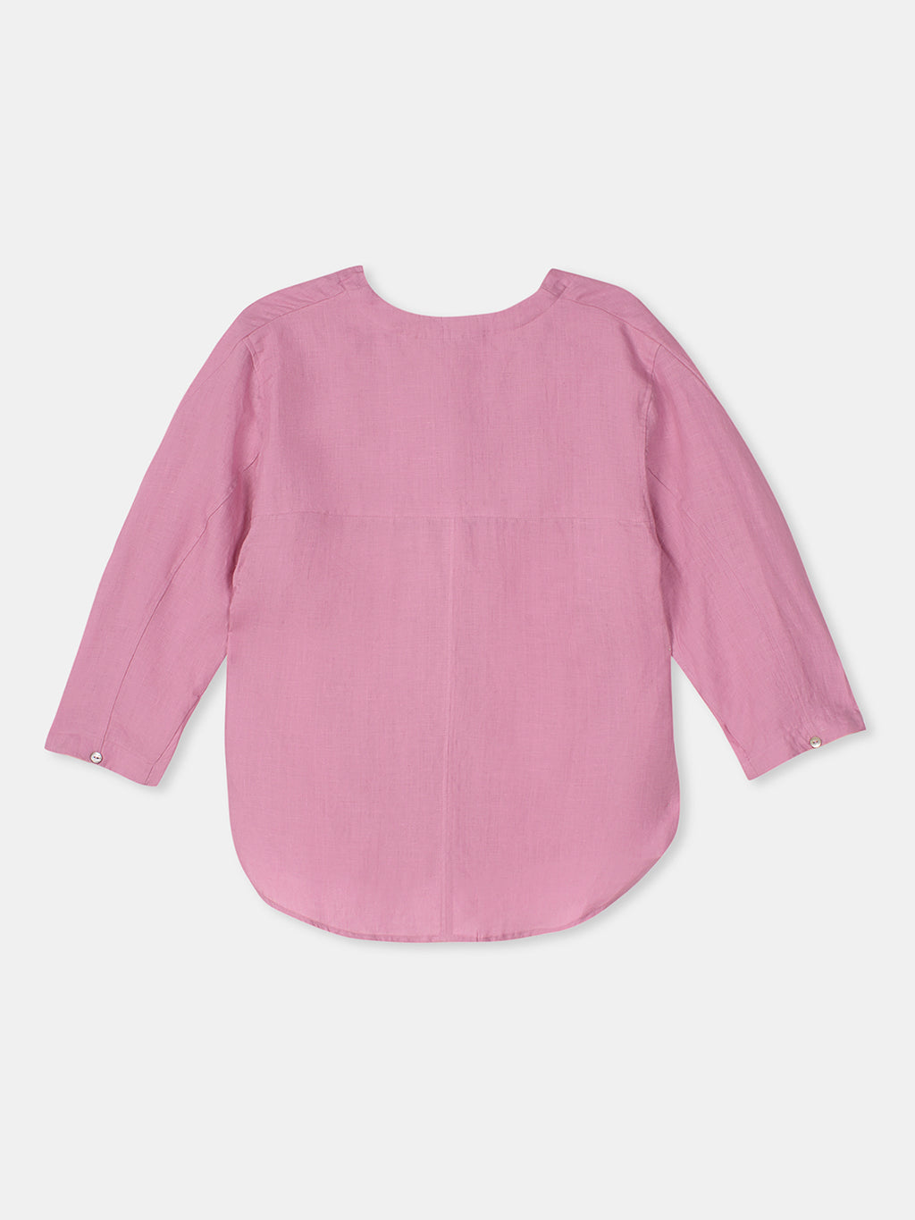 Women's Pink 100% Linen Regular Fit Blouse