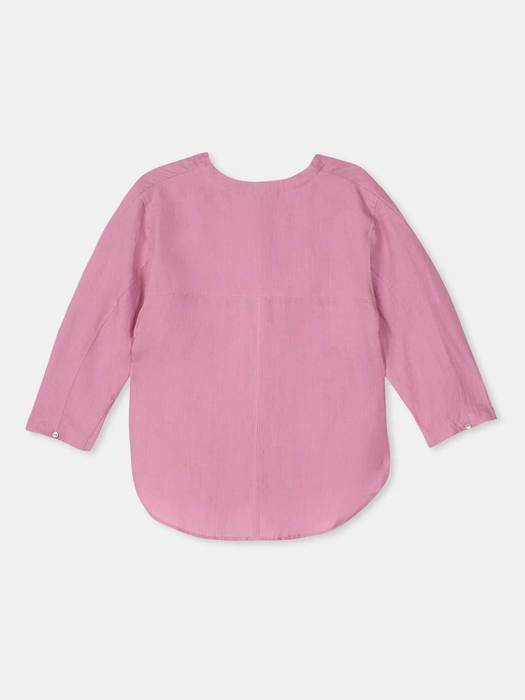 Women's Pink 100% Linen Regular Fit Blouse
