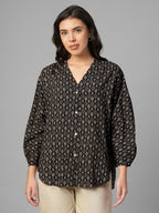 Women's Brown 100% Viscose Regular Fit Blouse