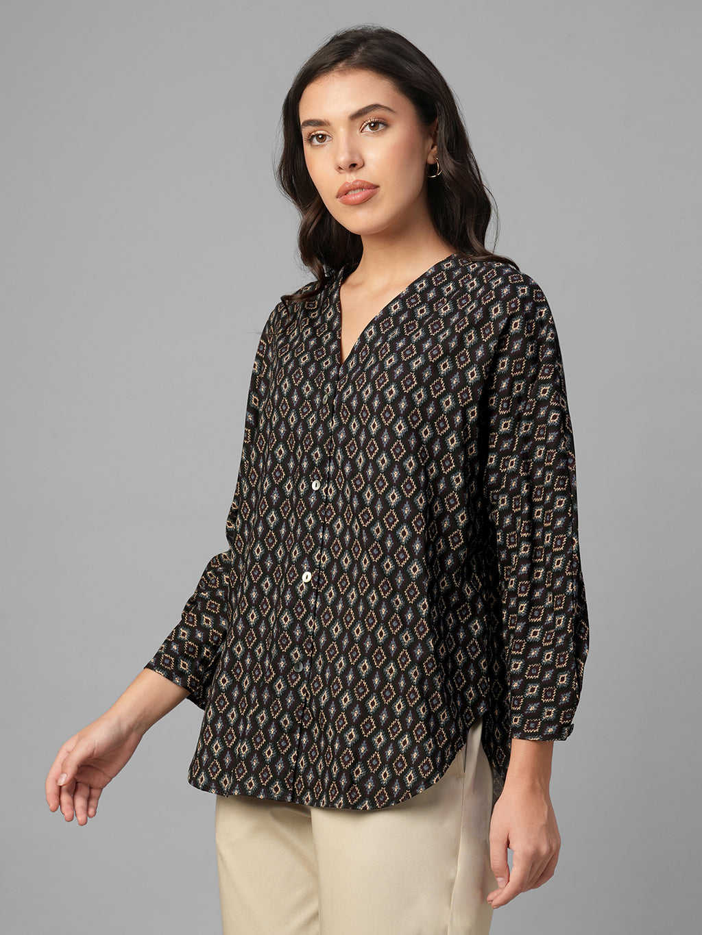Women's Brown 100% Viscose Regular Fit Blouse