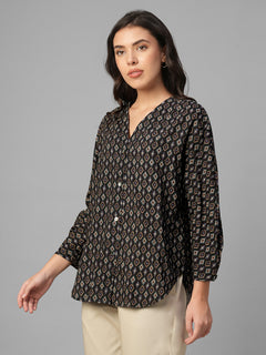Women's Brown 100% Viscose Regular Fit Blouse