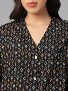 Women's Brown 100% Viscose Regular Fit Blouse