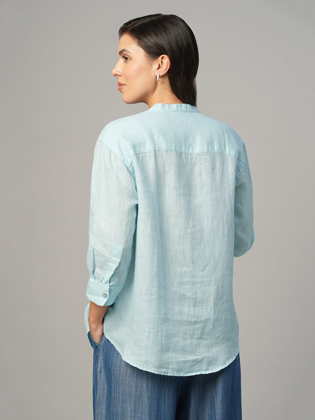Women's Sky 100% Linen Regular Fit Blouse