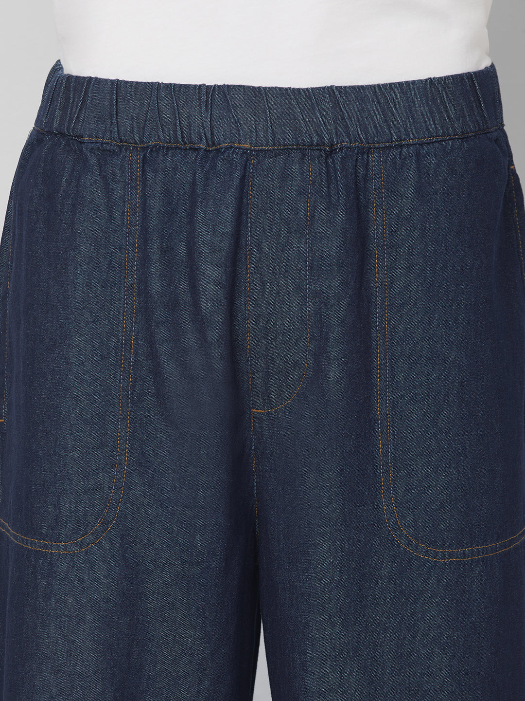 Men's Denim Blue 100% Cotton Loose Fit Pant