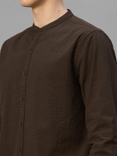 Men's Brown 100% Cotton Regular Fit Kurta Shirt