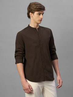 Men's Brown 100% Cotton Regular Fit Kurta Shirt