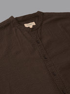 Men's Brown 100% Cotton Regular Fit Kurta Shirt