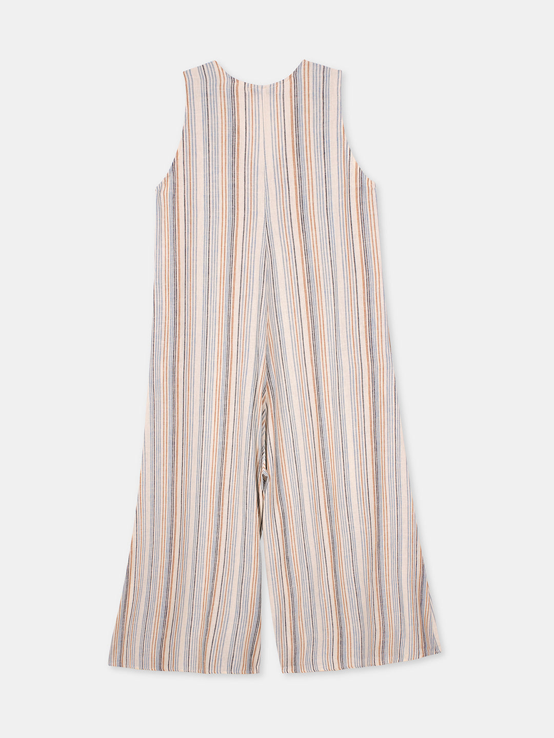 Women's Cream Linen Viscose Regular Fit Jumpsuit