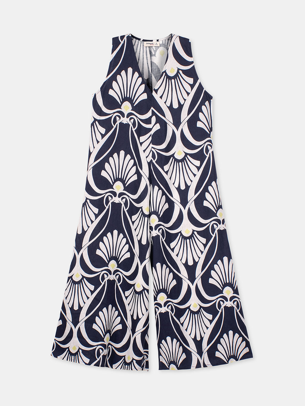 Women's Navy 100% Linen Regular Fit Jumpsuit