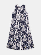 Women's Navy 100% Linen Regular Fit Jumpsuit