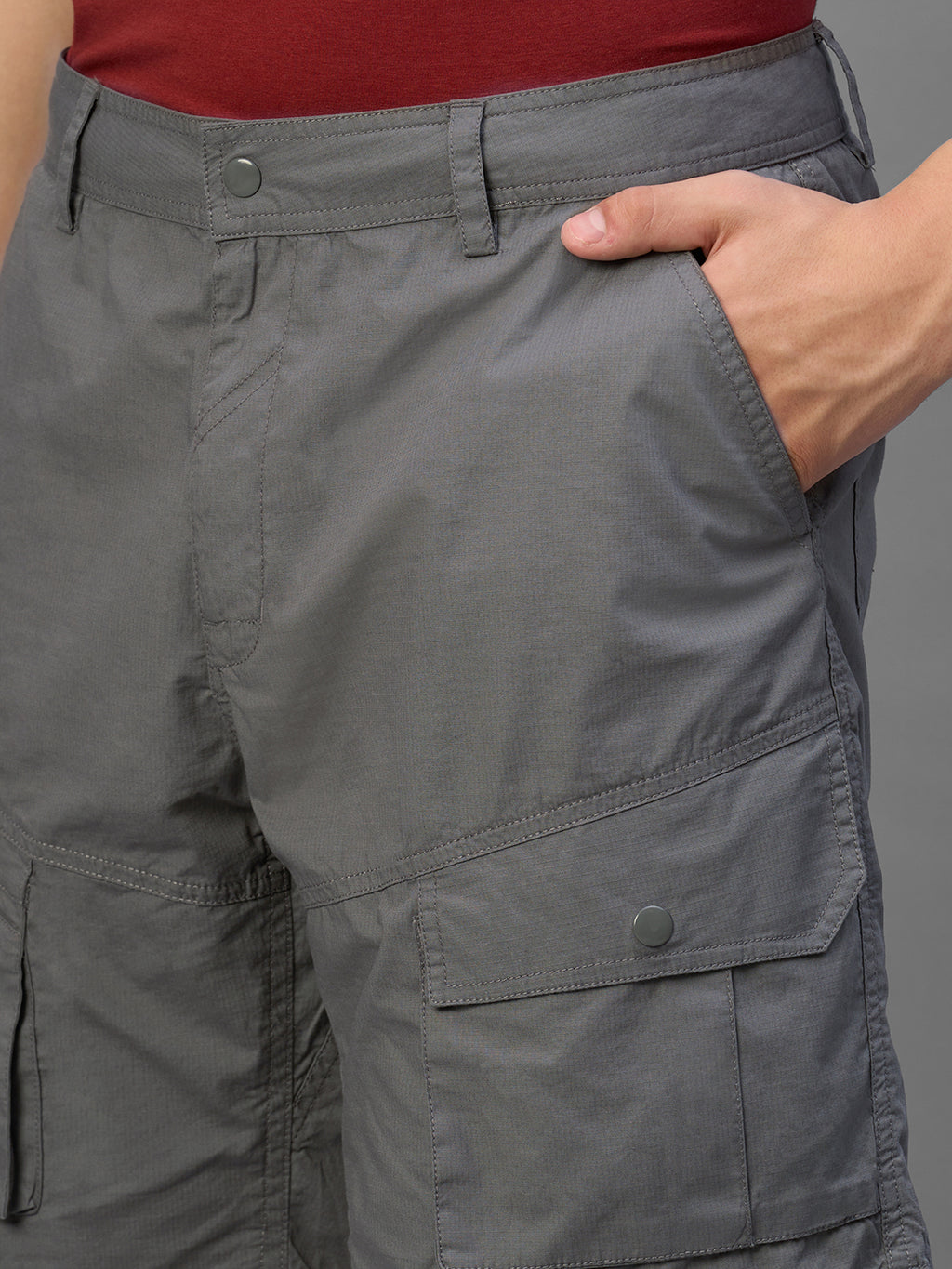 Men's Grey Cotton Lycra Regular Fit Shorts