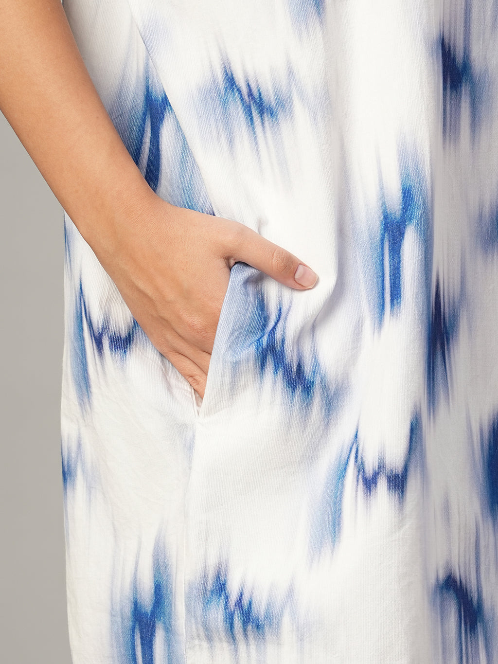 Women's Blue 100% Cotton Boxy Fit Dress