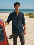 Men's Navy 100% Cotton Regular Fit Shirt