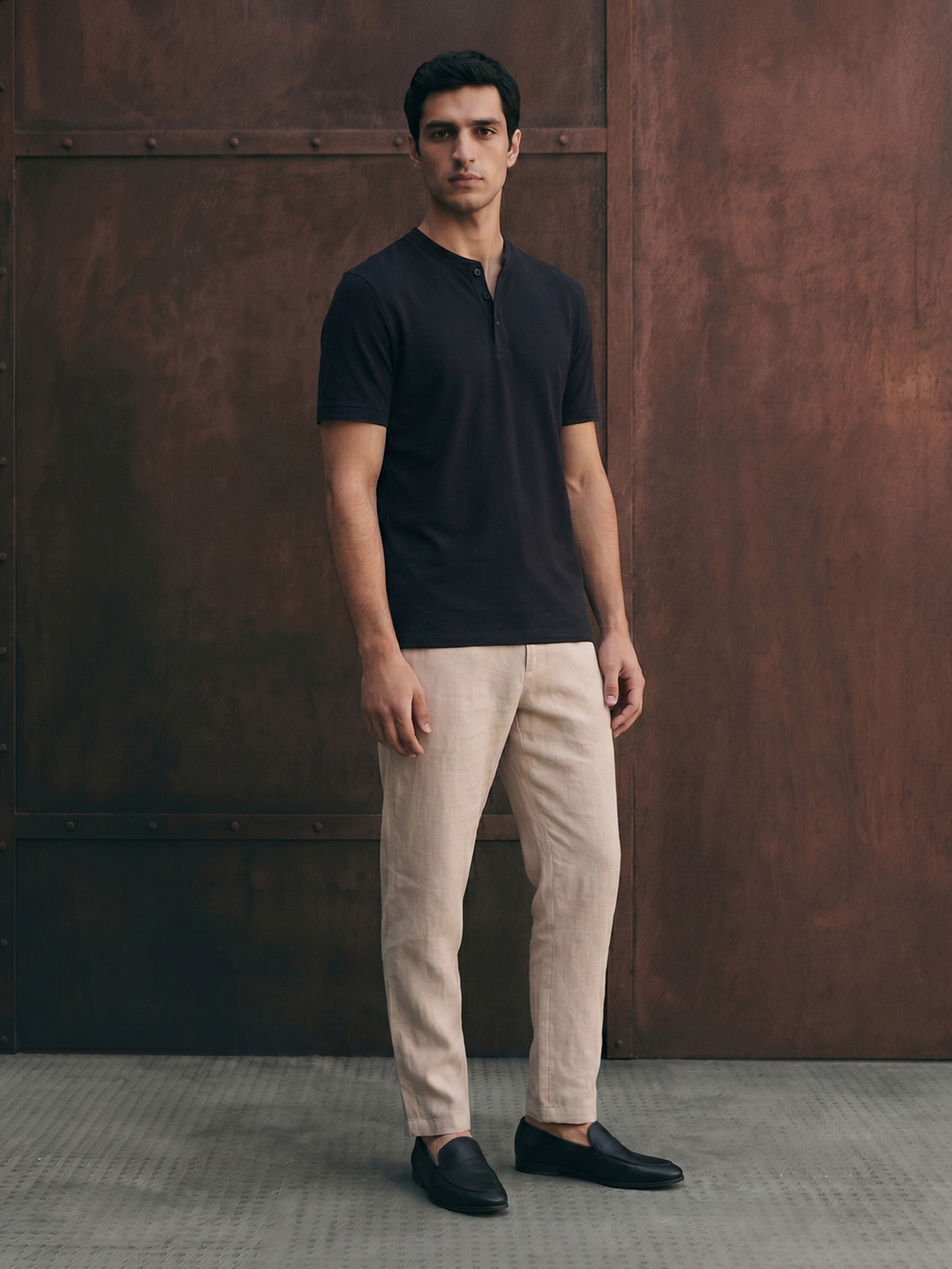 Men's Natural 100% Linen Regular Fit Pant
