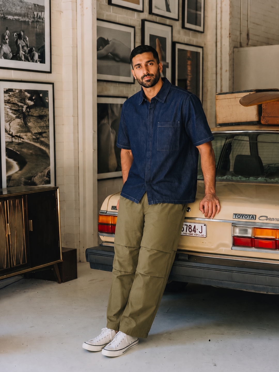 Men's 100% Cotton Regular Fit Pants Olive