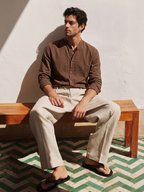Men's Brown 100% Cotton Regular Fit Shirt