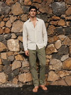 Men's Offwhite Cotton Lyocell Regular Fit Shirt